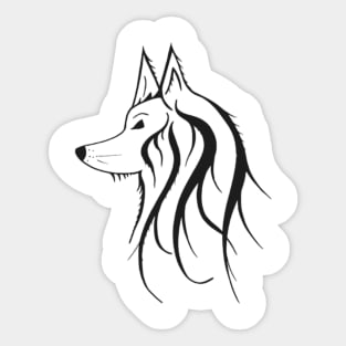 Black and white side profile of a wolf Sticker